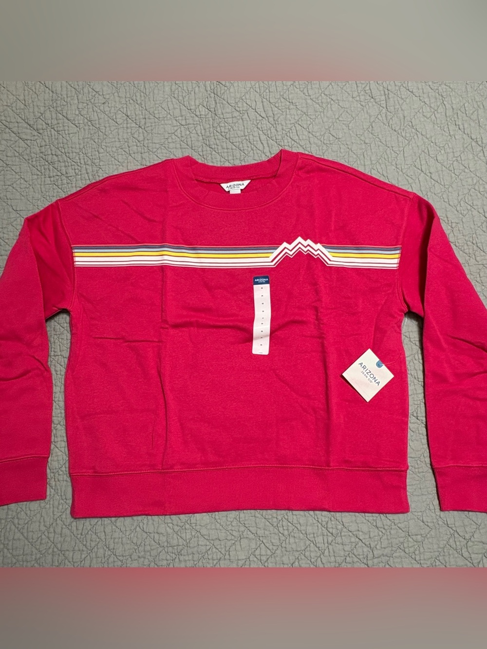 90s Style Retro Flashback Sweatshirt Pink Striped Mountain Arizona Jean Medium